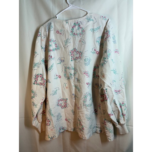 Cherokee 2X Floral Bird Botanical Print Scrub Jacket Made in USA - Picture 3 of 8
